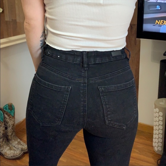 High Waisted Denim Button Jeggings - Picture 4 of 4